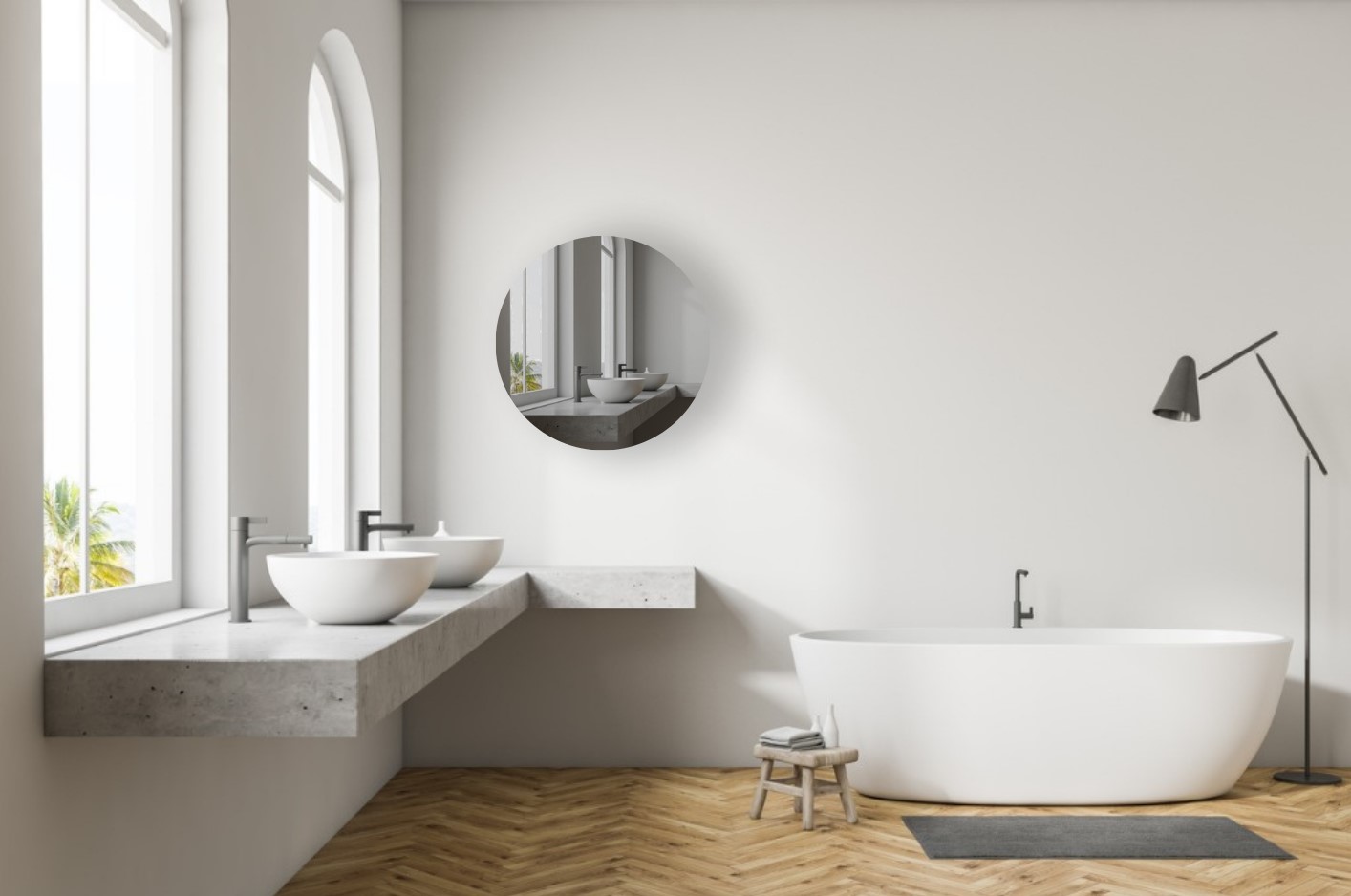 Badkamerspiegel rond grijs 70 cm